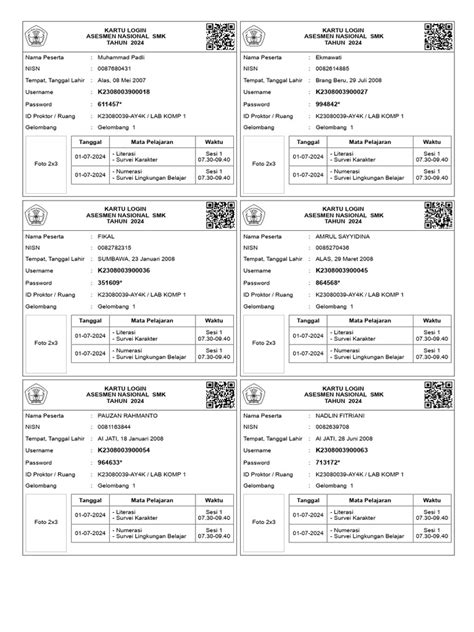 Kartu Ujian Anbk Tahun 2024 Pdf Revisi Pdf