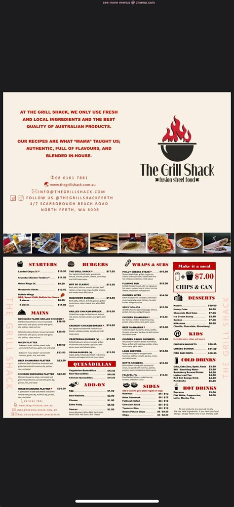 Menu At The Grill Shack Restaurant Scarborough