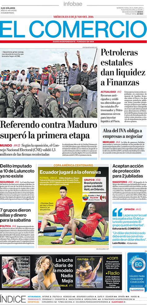 El Comercio Ecuador Miércoles 8 De Junio De 2016 Infobae