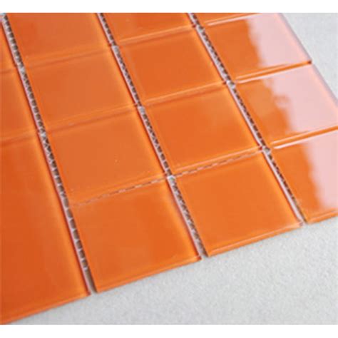 Wholesale Orange Crystal Glass Mosaic Tiles Kitchen Backsplash Design Bathroom Wall Floor Shower