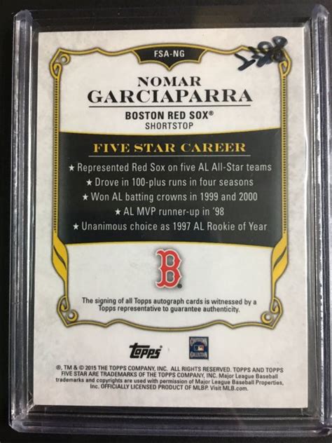 紅襪傳奇球星 Nomar Garciaparra 限量50張 卡面簽名卡 Yahoo奇摩拍賣