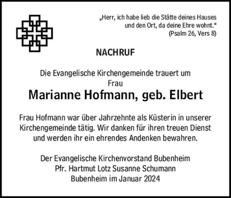 Traueranzeigen Von Marianne Hofmann Vrm Trauer De