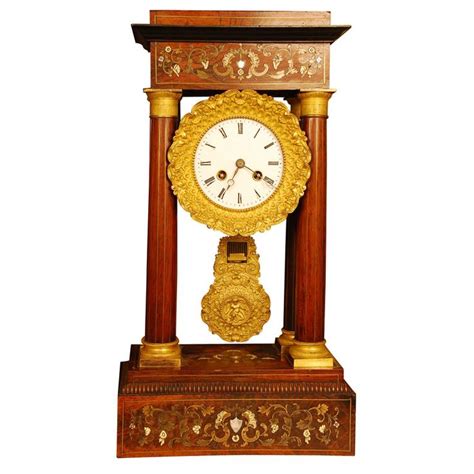 Portico Style Rosewood Clock With Boulle Style Inlays Of Ivory Mother