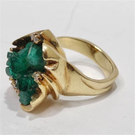 Emerald Uncut Diamond Cocktail Ring – Vintage by Misty