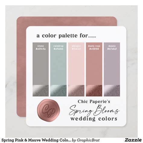 Spring Pink & Mauve Wedding Color Palette Card | Zazzle | Mauve wedding colors, Blush color ...