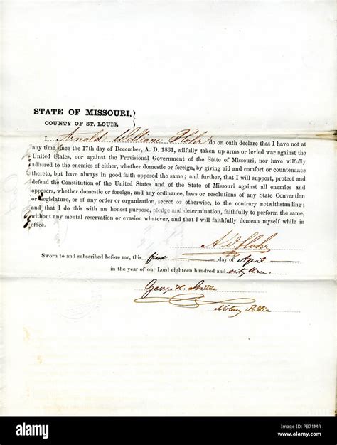 944 Loyalty Oath Of Arnold William Flohr Of Missouri County Of St