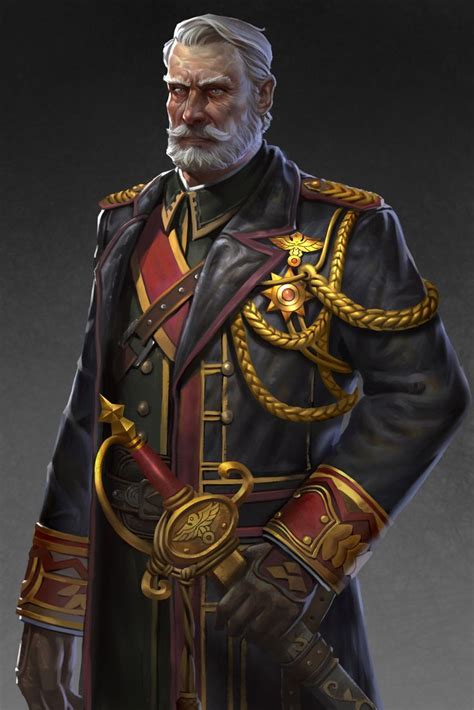 Male Human General Army Officer In Dress Uniform Rpg Character