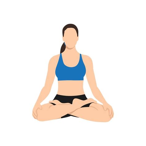 Woman Doing Lotus Pose Padmasana Exercise Flat Vector Illustration