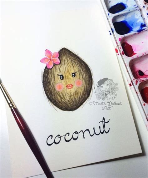 Coconut Fruit Art Print. Tropical Nursery Art Decor. Coconut - Etsy