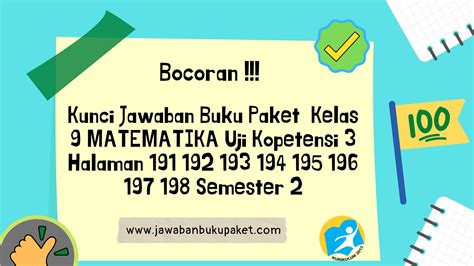 Bocoran Kunci Jawaban Buku Paket Kelas Matematika Uji Kopetensi