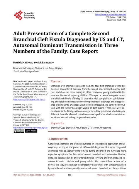 Pdf Adult Presentation Of A Complete Second Branchial Cleft Fistula Diagnosed By Us And Ct