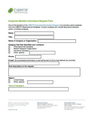 Fillable Online Cibmtr Corporate Member Information Request Form Fax