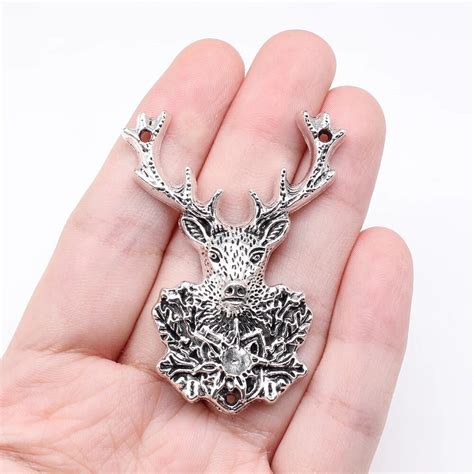 WYSIWYG 1pcs 51x38mm Reindeer Deer Head Antlers Pendants Jewelry Making