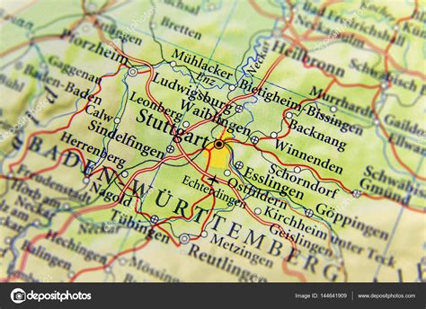 Mapa geográfico del país europeo Alemania con Stuttgart ciudad