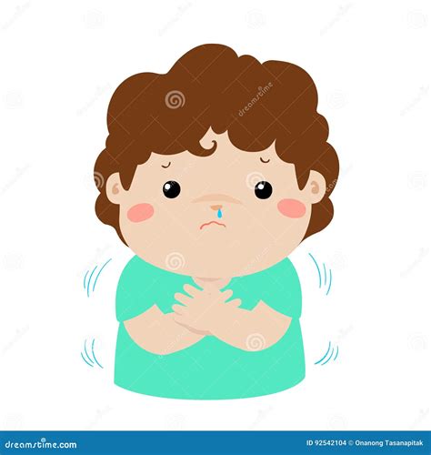 Little Boy With A Cold Shivering Cartoon Stock Vector Illustration