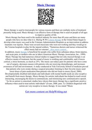 Music Therapy Essay | PDF | Classical Music | Music