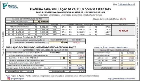 Inss E Irrf Planilha Para Simula O De C Lculo Blog Pr Ticas De