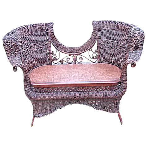 Rare Antique Victorian Natural Wicker Settee Circa 1890s Wicker