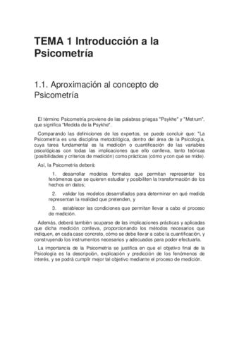 TEMA 1 Introduccion A La Psicometria Pdf