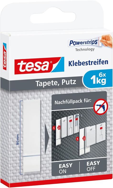 tesa Powerstrips Tapete Putz doppelseitige Klebestreifen für Tapete