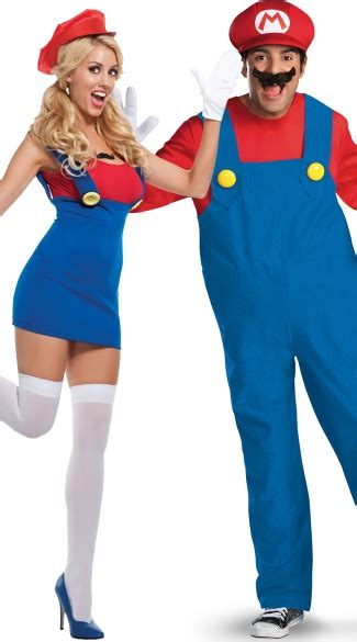 Deluxe Red Plumbers Couples Costume Mens Deluxe Mario Costume Mens