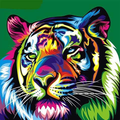 Multicolored Tiger D Diy Paint By Diamond Kit In Tiger Painting