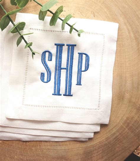 Custom Embroidered Cocktail Napkins Personalized Linen Etsy