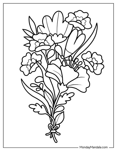 Simple Flower Bouquet Coloring Pages