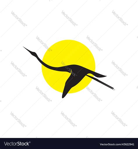 Abstract Stork Fly Sunset Logo Design Royalty Free Vector