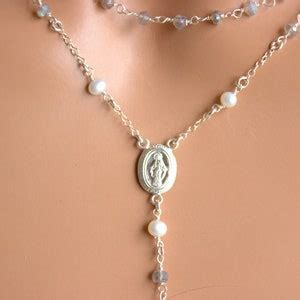 Gold Rosary Necklace For Women Labradorite Multi Strand Pearl