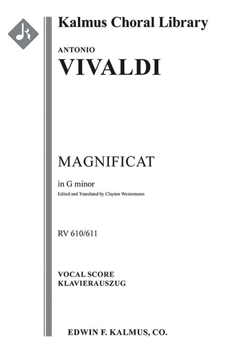 Magnificat In G Minor RV 610 611 Antonio Vivaldi Sheet Music