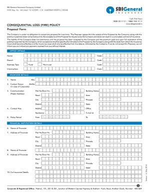 Sbi General Insurance Proposal Form Fill And Sign Printable Template