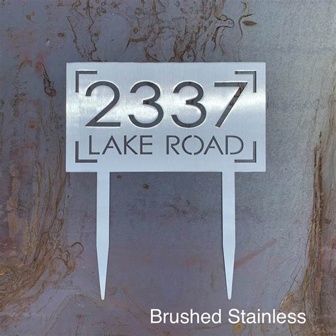 Stainless Steel Address Sign With Stakes Custom Address Sign Yard Address Sign