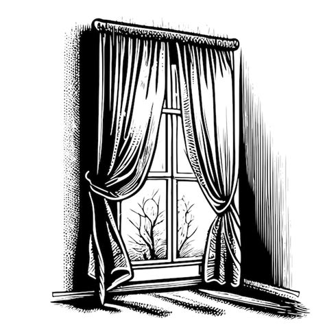 Premium Vector Window With Curtains Hand Drawn Sketch In Doodle Style