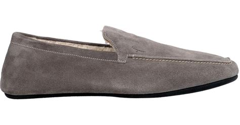 Ferragamo Suede Loafer In Grey Gray For Men Lyst