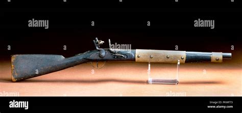 American Flintlock Rifle Made Around 1840 And Used By American Indians With Buffalo Hide Repair