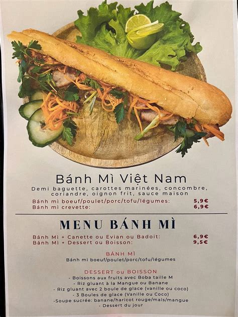 Menu Au Hanoi Quan Restaurant Paris