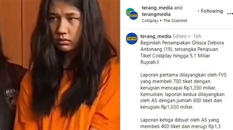 Ghisca Debora Ditangkap Polisi Soal Penipuan Tiket Coldplay Tampangnya