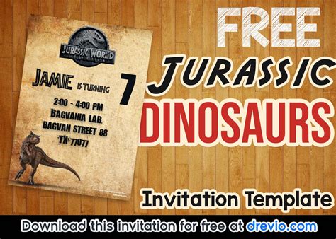 Free Jurassic Park Dinosaurs Vintage Invitation Templates Free Printable Birthday Invitation