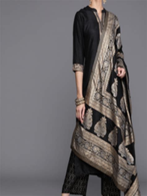 Buy Libas Women Black Ethnic Motifs Yoke Design Kurta With Palazzos