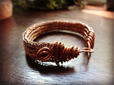 VIKING KNIT Flat Copper Bracelet With Spirals 2 By Thewellandspindle On