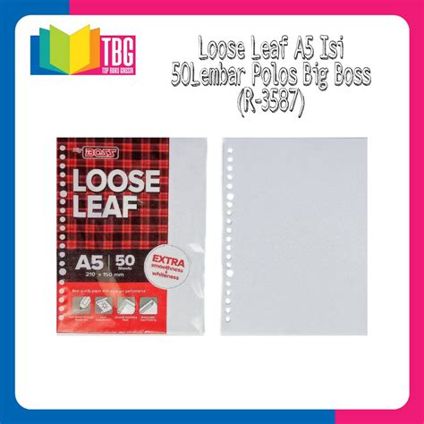 Jual 1 Pack 50 Lembar Loose Leaf A5 Polos Big Bossisi Binder Polos