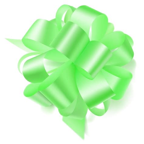 Premium Vector Beautiful Big Bow Made Of Green Ribbon With Shadow On