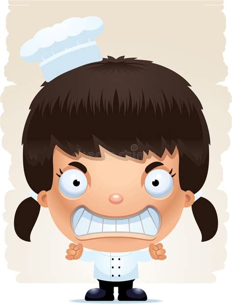 Angry Cartoon Girl Chef Stock Vector Illustration Of Angry