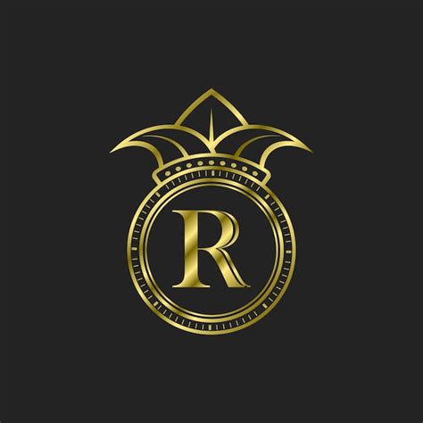 Initial R Gold Logo Luxus Elegant Mit Krone Premium Vektor