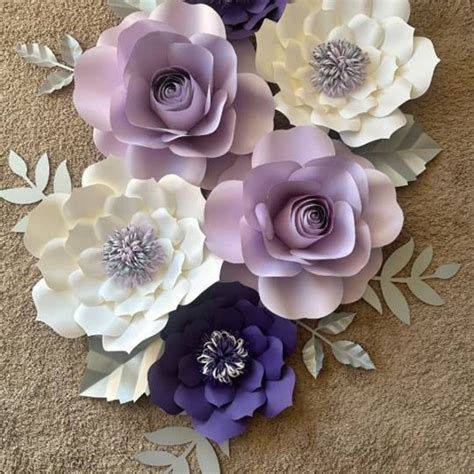 Large 6 Piece Paper Flower Set Color Customizable Nursery Decor Home