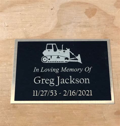 Custom Engraved Name Plate Cremation Urn Bulldozer Construction