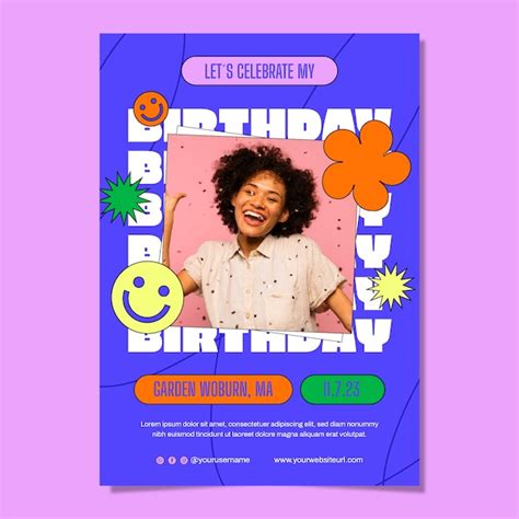 Free Vector Happy Birthday Celebration Poster Template