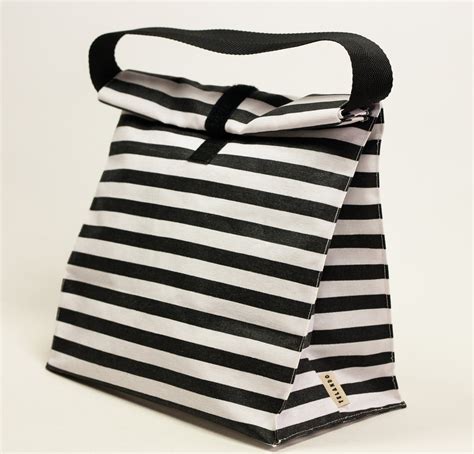 Adult lunch bag. Lunch tote. Lunch box. Striped white and