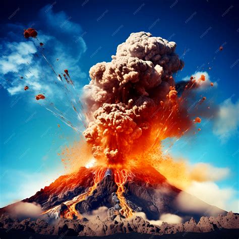 Premium AI Image | Catastrophic volcanic eruption and fire lava